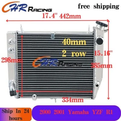 Radiador de aluminio para motor Yamaha YZF R1 RN04 YZFR1 R-1 YZF-R1 1000 2000 2001 Foto 1 de 4