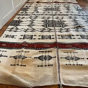 Antiker afrikanischer Stoff Überwurf Decke handgewebt Muster Handarbeit 136x284cm Wolle - Bild 1 von 22