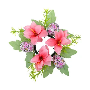 Easter Candle Rings Wreaths Easter Egg Artificial Holiday Flowers Candle Wreaths - Picture 1 of 16