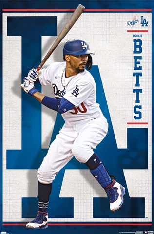 Mookie Betts DYNAMO Los Angeles Dodgers MLB Baseball Action 22x34 Wall POSTER Cover