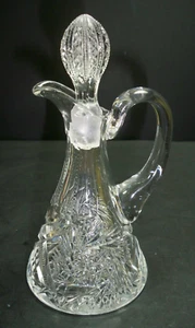 Cut Glass Cruet Whirling Star American Brilliant Period Crystal Vintage Antique - Picture 1 of 11