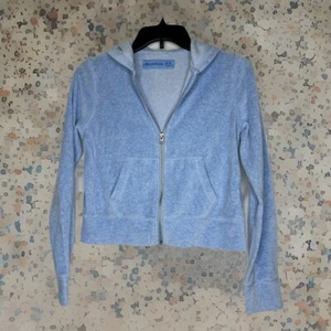 Abercrombie Kids Jacket Girls Size 11/12 Baby Blue Soft Velour Full Zip Hoodie - Picture 1 of 11
