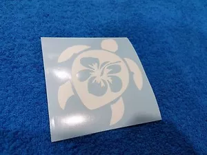Hibiscus Flower Turtle Vinyl Decal, Sticker, Sea Life, Ocean, Vacation, Florida - Picture 1 of 1