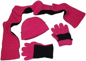 NICE CAPS Adults Mens Womens 3PC Warm Fleece Beanie Scarf Gloves Winter Snow Set - Picture 1 of 4