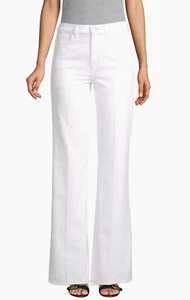 J Brand Joan High Rise Wide Leg White Jeans Flare 100% Cotton Boho Pockets Sz 27 - Picture 1 of 9