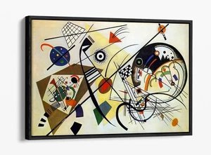 KANDINSKY 17-DEEP FLOATER/FLOAT EFFECT FRAMED CANVAS WALL ART PRINT-YELLOW CREAM - Picture 1 of 12