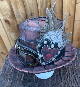 Unique Steampunk Top Hat Industrial Bronze Metal Effect Goggles 60cm (22)a - Picture 1 of 8