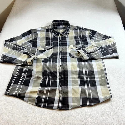Old Skool Shirt Men's Sz 4XL Button-Up Collar Brown Plaid EUC #2009 - Image 1 of 4