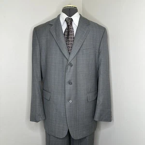 Lazetti Mens Suit 50R 38x32 2 Piece Blazer Sport Coat Jacket Gray 3 Button Wool - Picture 1 of 17