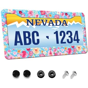 Watercolor Paisley Flowers License Plate Frame Beautiful Roses Peonies Licens... - Picture 1 of 6