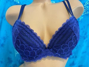 Chantelle C17420 Navy Blue Lace Merci Push Up Removable Pads Underwire Bra 36D - Picture 1 of 11