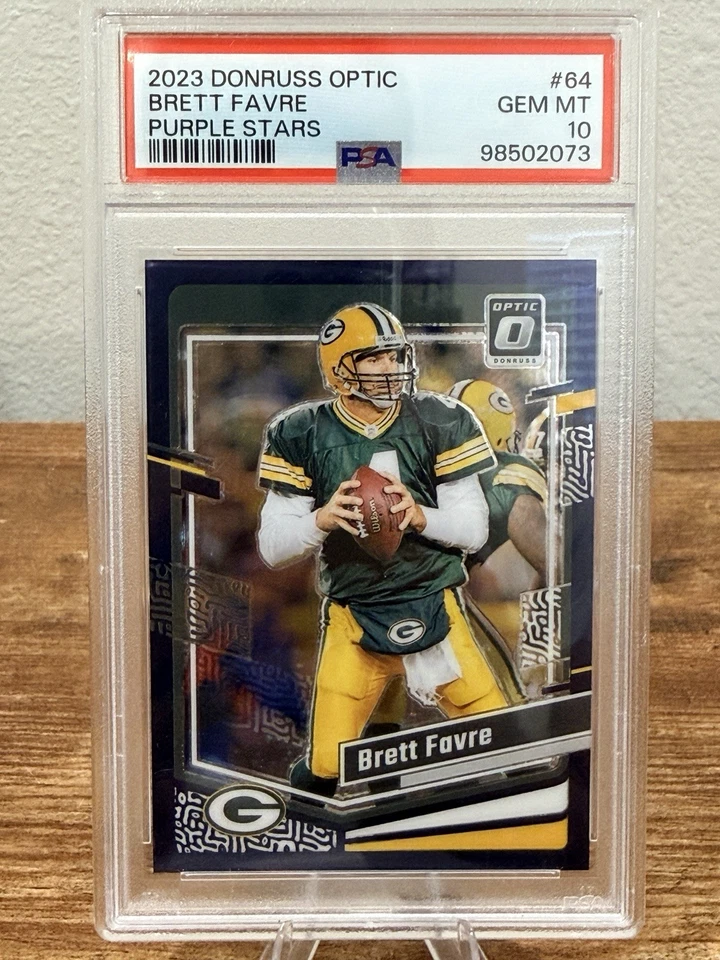 Panini Donruss Optic Brett Favre #64 Purple Stars Prizm 2023/15 PSA 10 Foto 1 de 3