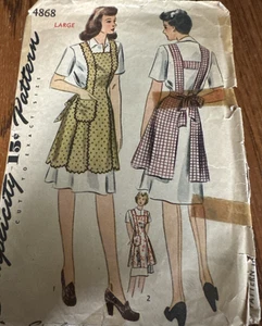 Simplicity Apron Pattern 1940’s #4868 Sz Large - Picture 1 of 2