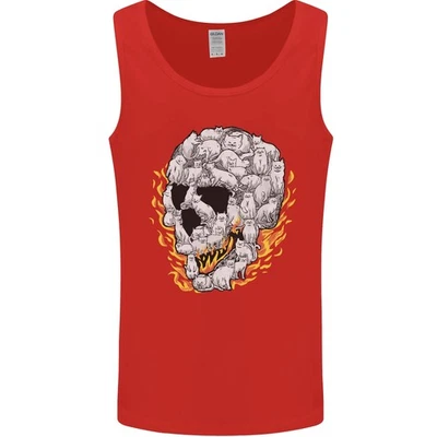 Camiseta sin mangas chaleco calavera de fuego hecha de gatos para hombre Foto 1 de 4