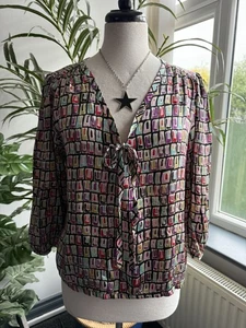 BRORA 100% silk pretty geometric patterned tunic blouse U.K. 16 42” bust - Picture 1 of 8