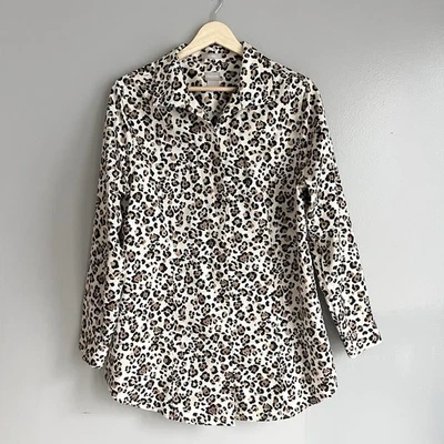 Camisa Chicos Sin Hierro Estampado Leopardo Top Botón Frontal Manga Larga 1 Mediana 8/10 Foto 1 de 4