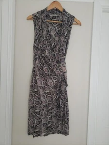 All Saints 10 Pink Leopard Print Wrap Summer Dress Sleeveless VGC - Picture 1 of 6
