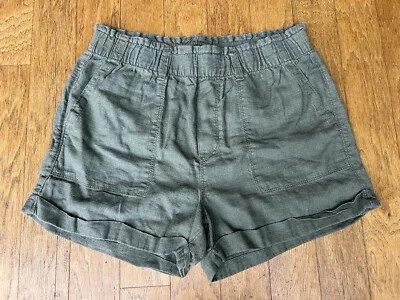 SANCTUARY Women’s Olive Green Linen Utility Shorts Elastic Waist Size Small - Image 1 of 4