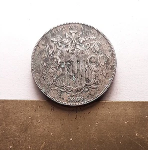 V10) 1869 Schildnickel (5c). Ausgaben. EF - AU Details. - Bild 1 von 2