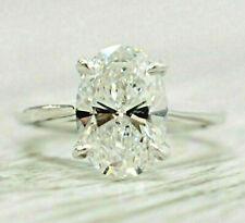 2.50Ct Oval Cut MOISSANITE D/VVS1 Solitaire Engagement Ring Solid 14K White Gold