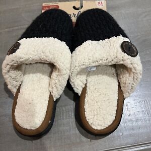 NEW Dearfoams Women Clog Slippers Memory Foam Black Size XL 11-12