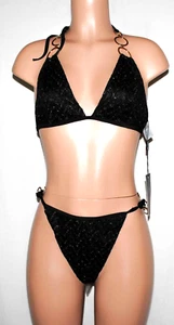 Prettylittlething Swim Plus Black Glitter Ring Detail Bikini Top, size 16 - Picture 1 of 4