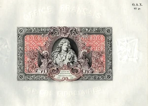 Test Note Desfosses FRANCIA "Re Luigi XIV" carta di sicurezza Wmk francese OAX 65 - Foto 1 di 4