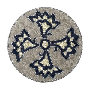 Handmade Beaded Placemat 13 Inch Round 1 Pack Beautiful Elegant Decorative Table - Picture 1 of 9
