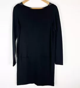 Ralph Lauren Black Label Black Shift Midi Dress Office Medium Pockets - Picture 1 of 6