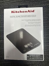 KitchenAid 11lb Digital Glass Top Kitchen and Food Scale Measures Liquid, Black