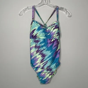 Nike Damen Badeanzug Einteiler Small Erwachsene Mehrfarbig Blau Lila Grün Schwimmen - Bild 1 von 7