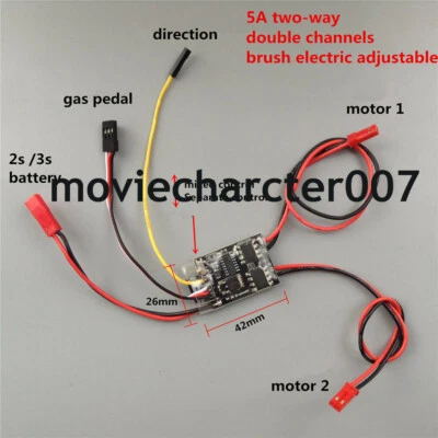 5Ax2 Brushed ESC Dual two-way Speed Controller 1:16 RC Tank Tracked 2S 3S Lipo - Image 1 of 4
