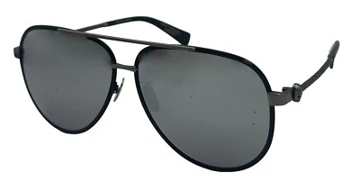John Varvatos Mens Matte Black Metal Aviator Sunglass V546, Silver Mirror Lens - Image 1 of 4