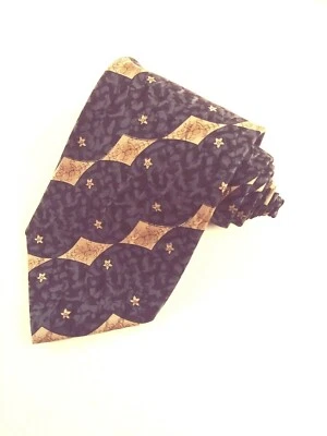 Corbata XMI Platino Para Hombre 100% Seda Negra y Beige Geométrica Hecha a Mano EE. UU. 60"x4" Foto 1 de 4