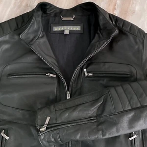 Kenneth Cole REACTION Mens Leather Bike JACKET Size XL Full Zip - Picture 1 of 13