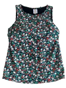 Lands’ End Swim Tankini Top Black Floral Built In Bra Padded Tank Women’s 12 NWT - Picture 1 of 9