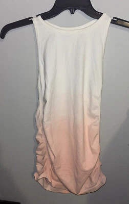 Womens Athleta New Yoga Pilates Bra Top Tank M Orange White Organic Ombre - Image 1 of 3