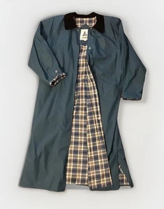 Women’s Misty Harbor PVC Raincoat Small Long Trench Coat. Cotton Plaid Lining - Picture 1 of 12