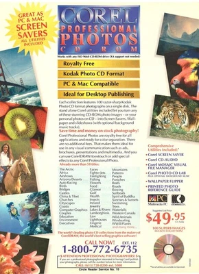 Corel Professional Photos Software 1993 Vintage Print Ad  u - Image 1 of 4