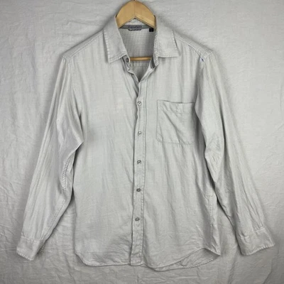 Zegna Sport Shirt Mens Small Gray Cotton Cashmere Button Front Long Sleeve Dress - Image 1 of 4