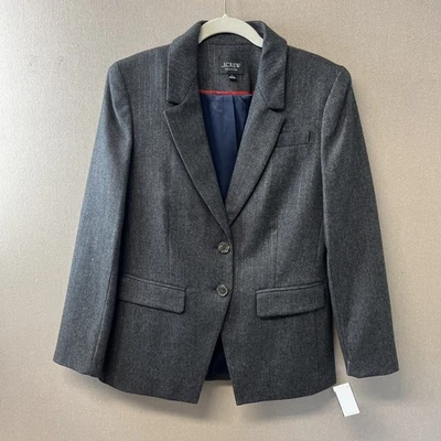 Blazer J.Crew Collection listra de giz mistura de lã italiana metálico tamanho 2 D1205320 - Imagem 1 de 4
