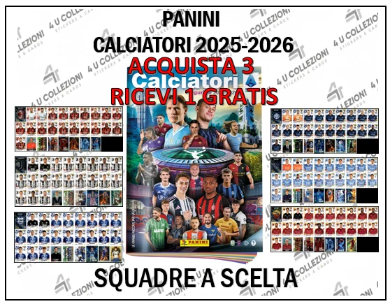 PANINI CALCIATORI 2025-26 2026 SQUADRE COMPLETE  PRENDI 3 + 1 GRATIS - Immagine 1 di 1