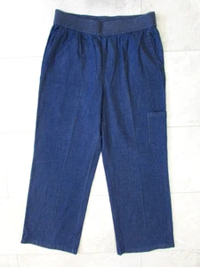 D & Co Damen Pull On Hose weites Bein Größe M blau Chambray Gummibund - Bild 1 von 7