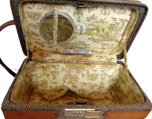 Vintage 70er Hartmann Tweed Kosmetikkoffer Hartschalen Spiegel Etui Flaschenhalter - Bild 1 von 17