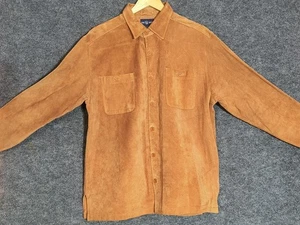 Camisa Adam Fusser de cuero gamuza marrón con botones para hombre manga larga talla M - Imagen 1 de 15