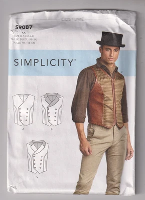 9087 SIMPLICITY - DISFRAZ: CHALECO con Espalda con Cordones - Para Hombre Talla 38/40/42/44" Ch Foto 1 de 2