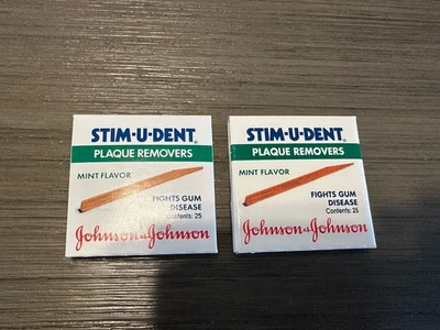 2 removedores de placa Stim-U-Dent vintage 1989 Johnson & Johnson como nuevos 25 por paquete Foto 1 de 4