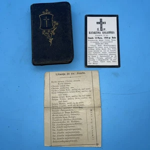 Antique 1912 Polish Prayer Book Przez X A Mlynskiego Ornate w/ Funerary Card - Bild 1 von 15