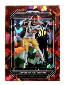 2023 Prizm Draft Picks Red Cracked Ice Amon-Ra St. Brown RC USC Trojans #6 - Picture 1 of 2