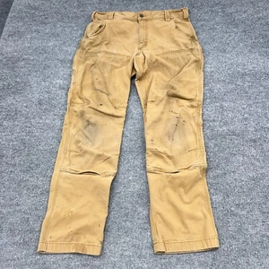 Carhartt Double Knee Pants Mens 34x32 Canvas Rugged Flex Distressed Thrashed - Picture 1 of 8
